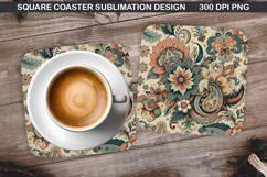 Flowers Coaster Sublimation, Spring Coaster PNG Design Product Image 1
