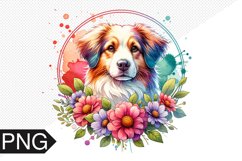 Dog Flowers Sublimation - Dog Clipart PNG Design Product Image 1