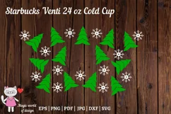 Christmas trees with snowflakes Full Wrap Venti Cold Cup 24 Product Image 3