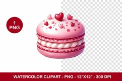 valentine png watercolor clipart - macarons Product Image 1