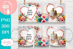 Floral photo mug template for sublimation, customizable mug Product Image 1