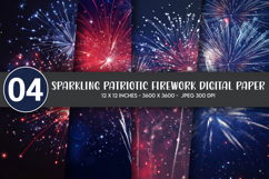 Sparkling Patriotic Firework Digital Paper Product Image 1