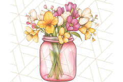 Flowers in Glass Jars PNG, Rustic Floral Watercolor Clipart Product Image 5