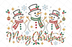 Rhinestone Merry Christmas Snowmen PNG, Funny Christmas PNG Product Image 1