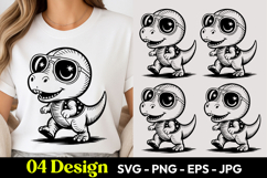 Happy Dinosaur SVG PNG Product Image 1