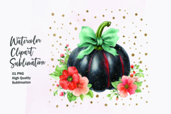 Floral Pumpkin with Bow Watercolor Clipart Sublimation Product Image 1