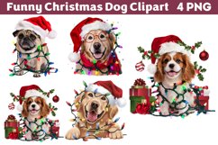 Funny Christmas Dog Watercolor Clipart PNG Product Image 1