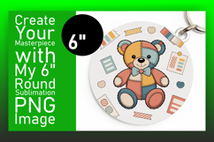 Whimsical Round Design Car Coaster PNG , Cute Bear Product Image 1