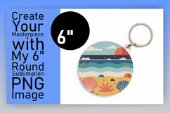 Creative Round Design Keychain Artwork , Summer Beach Product Image 1