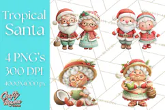 Tropical Santa Clipart Beach Christmas Clip Art Holiday PNG Product Image 1