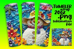 Summer Snowman Sublimation Tumbler Wrap 20oz Christmas Product Image 1