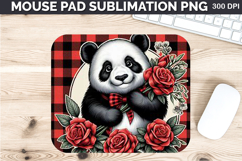Watercolor Panda Mouse Pad Sublimation - Valentines PNG Product Image 1