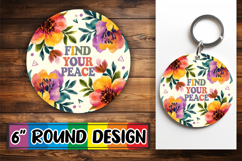 Playful Circle Car Coaster Design, Flower Quote Product Image 1