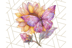 Stained Glass Butterfly and Sunflower PNG Clipart Product Image 5