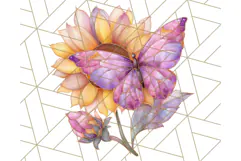 Stained Glass Butterfly and Sunflower PNG Clipart Product Image 5