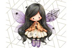 Halloween Fairy Clipart PNG, Spooky Cute Character Art Product Image 5