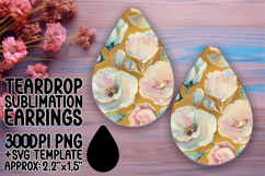 Sleek Teardrop Earrings Artwork PNG , Flower Pattern Product Image 1