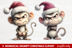 2 Whimsical Grumpy Christmas Clipart | Funny Grumpy Holiday Product Image 1