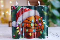 Merry Basketball Tumbler Wrap | Christmas Wrap Product Image 1