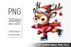 Watercolor Cute Christmas Reindeer Clipart PNG Bundle Product Image 17
