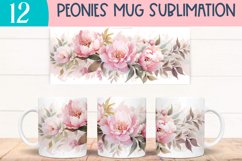 Watercolor peony mug wraps for Sublimation BUNDLE PNG Product Image 3