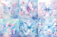 Watercolor pastel winter butterfly printable digital papers Product Image 8