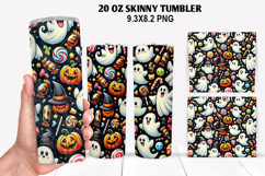 Ghost Skinny Tumbler 20oz Wrap Design ,Halloween Tumbler PNG Product Image 1