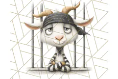 Cute Animals in Jail Clipart PNG, Funny Prisoner Critters Product Image 5