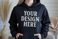 Black Gildan 18500 Hoodie Sweatshirt Mockup, 185 mock up Product Image 1