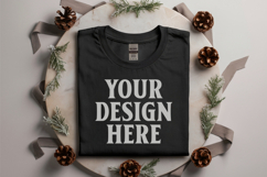 Gildan 5000 Black Folded Christmas Mockup, G5000 mockup Product Image 1