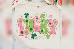 Lucky St Patricks Day PNG, Pink Green Shamrock Design Product Image 4