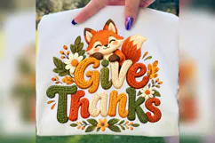 Give Thanks Fox PNG, Cute Fall Fox Thanksgiving Design Product Image 4