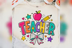Colorful Teacher PNG, Back to School Teacher Design, Apple Product Image 4