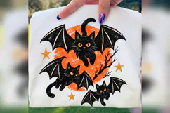 Bat Cat Halloween Mug PNG, Black Cat Bat Wings Spooky Design Product Image 3