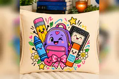 Kindergarten School PNG, Cute Backpack Pencil Crayon Design Product Image 4