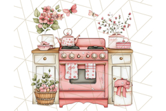 Cottagecore Kitchen Clipart, Vintage Country Floral Kitchen Product Image 5