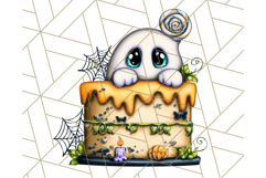 Ghost Café PNG Clipart, Cute Ghost Baristas Halloween Treats Product Image 5