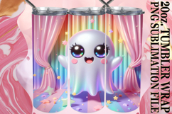 Blissful Dreams 20oz tumbler wrap, 3D Cute Ghost Product Image 1