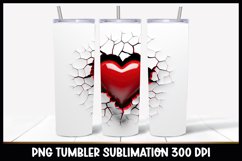 6 Valentine Tumbler Sublimation I Heart in cracked wall PNG Product Image 4