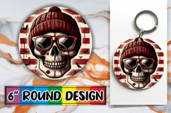 Cheerful Circle Coasters Design PNG, Skull Product Image 1