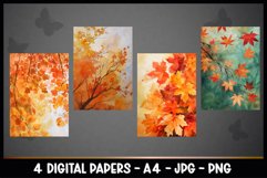 4 Red Autumn Digital Papers I Junk Journal Product Image 2