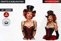 Burlesque Cabaret Woman clipart, French moulin rouge PNG Product Image 1