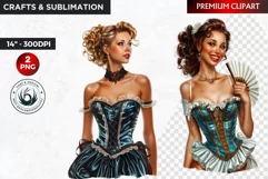 Burlesque Cabaret Woman clipart, French moulin rouge PNG Product Image 1