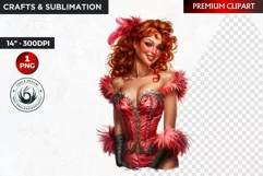 Burlesque Cabaret Woman clipart, French moulin rouge PNG Product Image 1