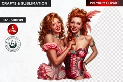 Burlesque Cabaret Woman clipart, French moulin rouge PNG Product Image 1