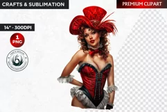Burlesque Cabaret Woman clipart, French moulin rouge PNG Product Image 1