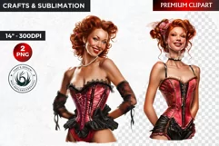 Burlesque Cabaret Woman clipart, French moulin rouge PNG Product Image 1