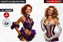 Burlesque Cabaret Woman clipart, French moulin rouge PNG Product Image 1