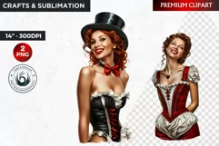 Burlesque Cabaret Woman clipart, French moulin rouge PNG Product Image 1