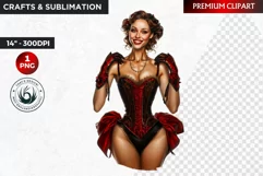 Burlesque Cabaret Woman clipart, French moulin rouge PNG Product Image 1